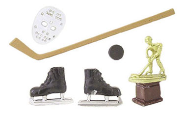 Dollhouse Miniature Hockey Set 6Pcs